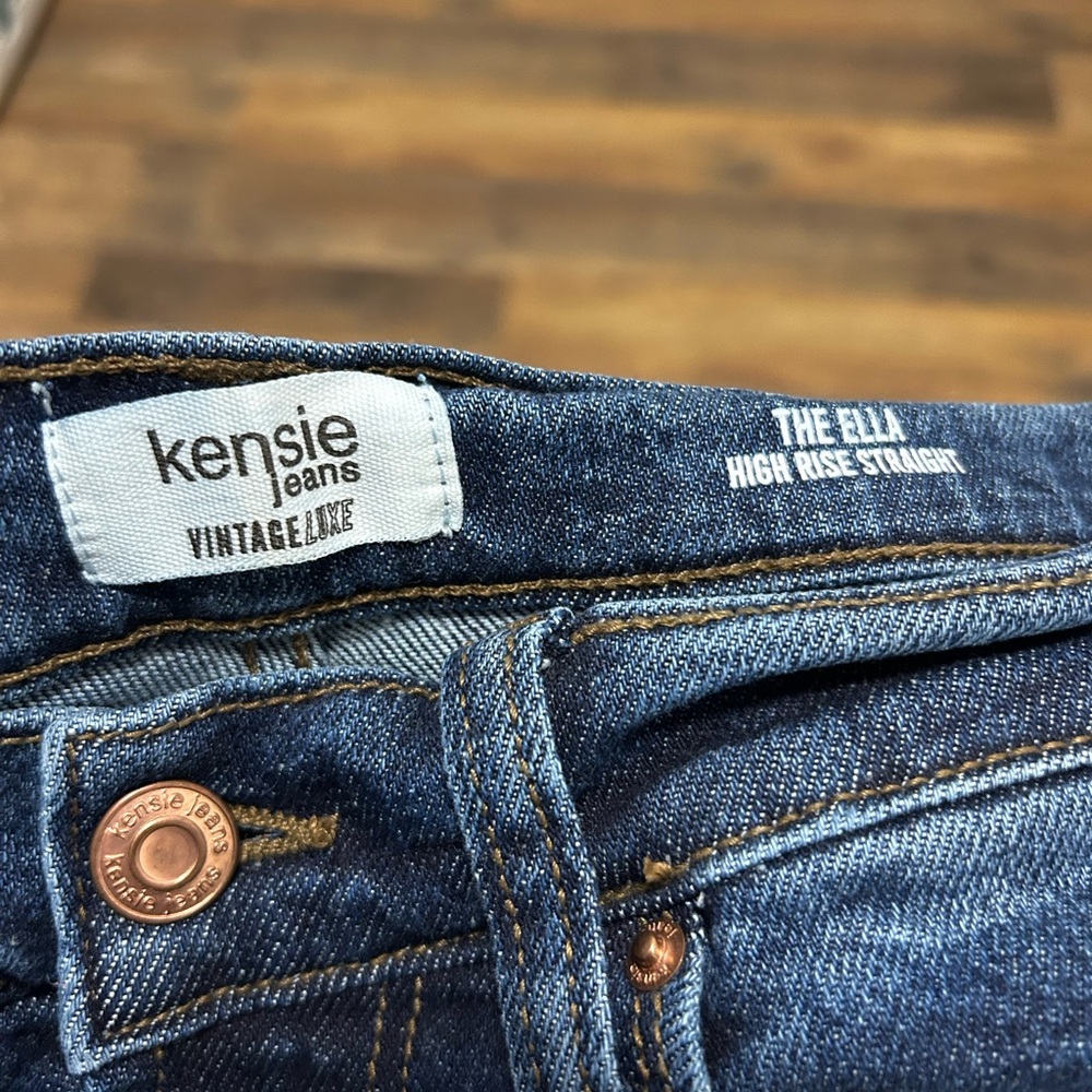 Kensie High Rise Straight Jeans in Deep Blue - Picture 2 of 5